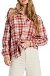 BILLABONG BEST TIME OVERSIZE PLAID COTTON FLANNEL SHIRT