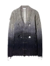 Off-white Distressed Effect Wool Cardigan With Beads Detail In Grey