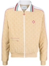 Casablanca Monogram-jacquard Velour Zip-up Jacket In Nude & Neutrals