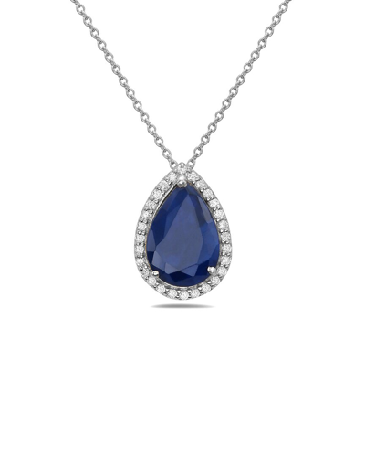 Forever Creations Usa Inc. Forever Creations 14k 4.68 Ct. Tw. Diamond & Sapphire Halo Necklace