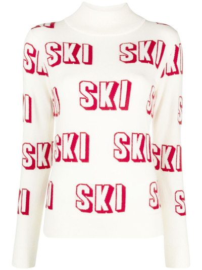 Perfect Moment Ski 立体图案美利诺羊毛毛衣 In White