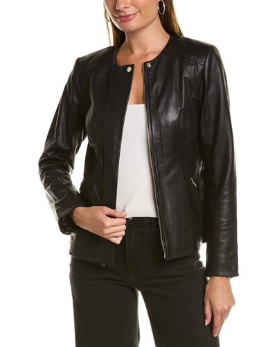 Cole Haan Leather Jacket In Black