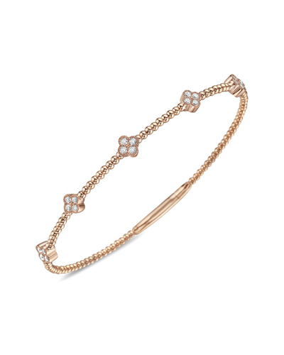 Forever Creations Usa Inc. Forever Creations 14k Rose Gold 0.43 Ct. Tw. Diamond Clover Flexible Bangle Bracelet
