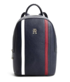 TOMMY HILFIGER LOGO PLAQUE WITH SIGNATURE STRIPE NAVY BLUE BACKPACK