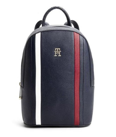 Tommy Hilfiger Logo-plaque Pebbled Backpack In Space Blue