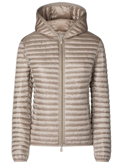 Save The Duck Brown Padded Jacket In Pink