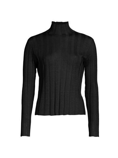 The Row Daxy Mock-neck Linen-silk Rib Top In Black