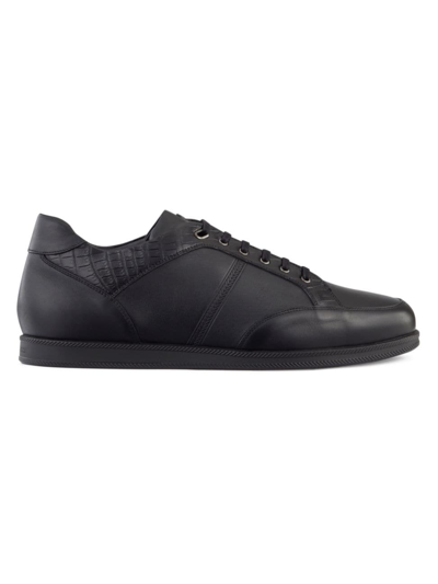 Stefano Ricci Men's Sneakers In Matted Crocodile And Calfskin Leather In Black