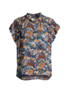 BIRDS OF PARADIS WOMEN'S MARIANNE "B" FLORAL RUFFLED TOP