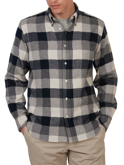 Hartford Pitt Button-down Collar Checked Cotton-flannel Shirt In Blue