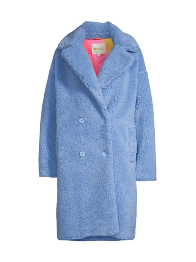 Apparis Women's Dasha Faux-shearling Double-breasted Coat In Marina Blue