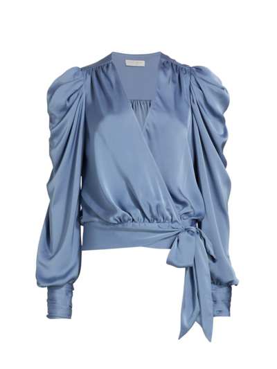 Ramy Brook Women's Pauline Wrap-front Blouse In Steel Blue