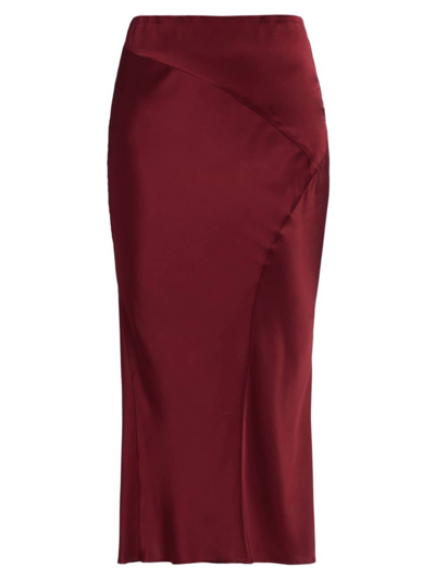 Maroon silk midi skirt sale