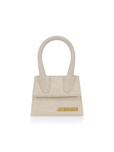 Jacquemus Men's Le Chiquito Linen Top Handle Bag In Light Greige