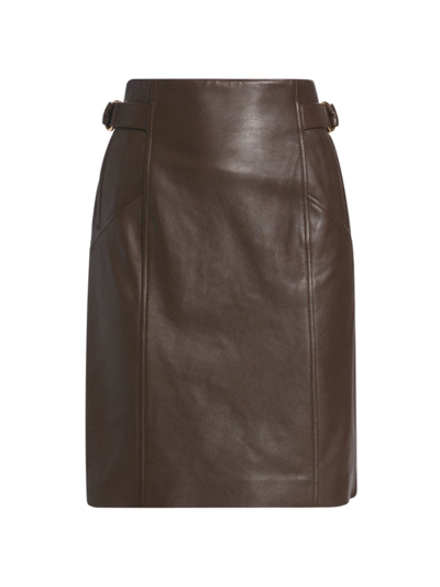 Ba&sh High-waist Leather Skirt In Marron