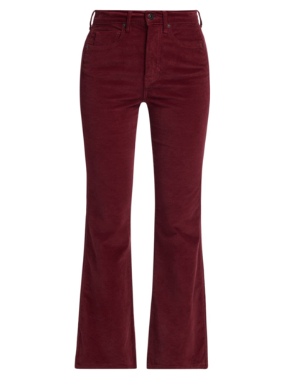 Veronica Beard Carson High Rise Corduroy Trousers In Red