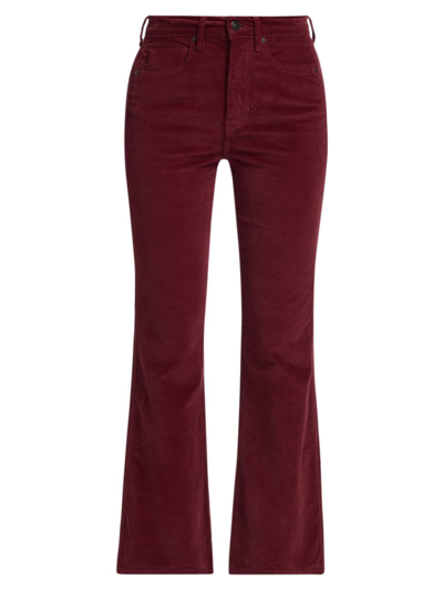 Veronica Beard Carson High Rise Corduroy Pants In Red