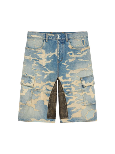 Givenchy Vintage Effect Denim Shorts In Blue