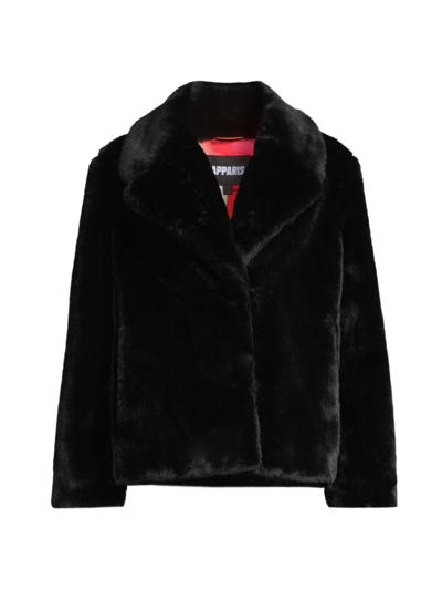 Apparis Milly Faux Fur Short Coat In Black
