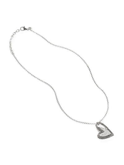John Hardy Women's Classic Chain Manah Sterling Silver & 0.28 Tcw Diamond Heart Pendant Necklace