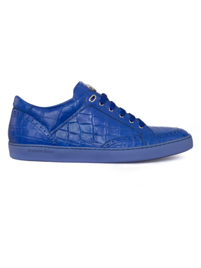 Stefano Ricci Men's Matted Crocodile Leather Sneakers In Bright Blue