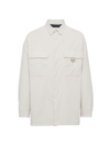 Prada Triangle-logo Pinwale-corduroy Shirt In White