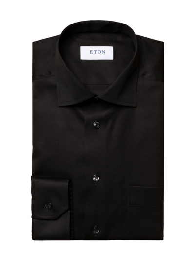 Eton Men's Classic Twill Button-up Shirt In Black