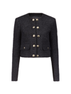 Michael Michael Kors Stripe-pattern Cropped Jacket In Black