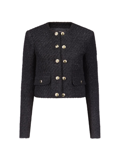 Michael Michael Kors Stripe-pattern Cropped Jacket In Black