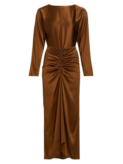 Veronica Beard Sabri Stretch Silk Maxi Dress In Dark Ochre In Brown