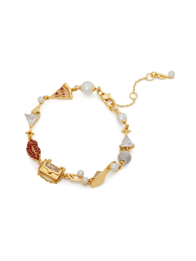 Kate Spade Women's Hit The Town Goldtone, Glass & Cubic Zirconia Charm Bracelet In Multi