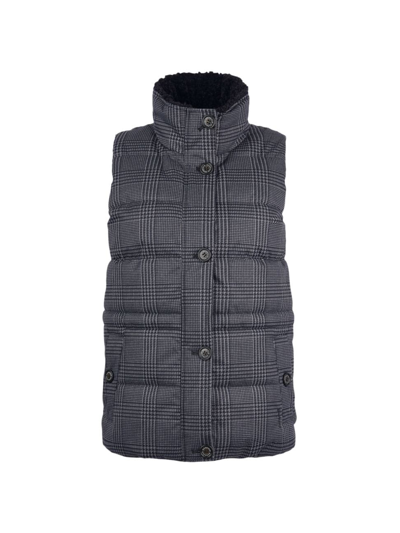 Barbour Women's Herring Prince Of Wales Quilted Waistcoat In Grey Prince Of Wales Check
