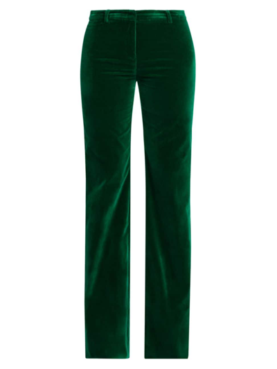 Etro Women's Velvet Low-rise Boot-cut Trousers In Mixed Green
