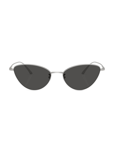 Khaite X Oliver Peoples Sleek Black Steel Butterfly Sunglasses In Matte Black