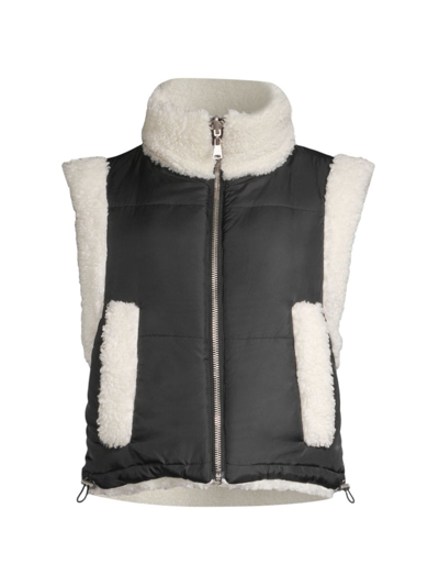 Apparis Women's Alex Reversible Mix Media Vest In Noir Ivory