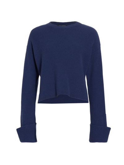 Piazza Sempione Women's Folded-cuff Wool-blend Sweater In Violet