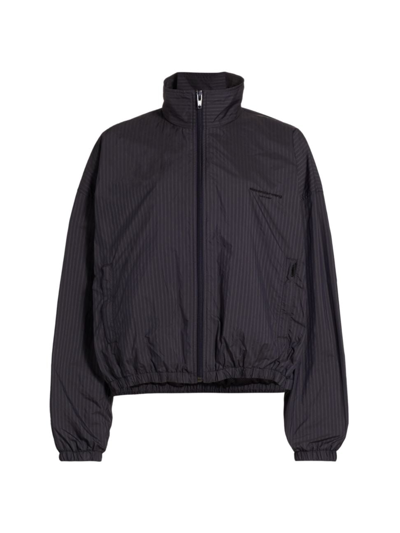 Alexander Wang Stripe Logo Embroidered Coach's Jacket In Midnight