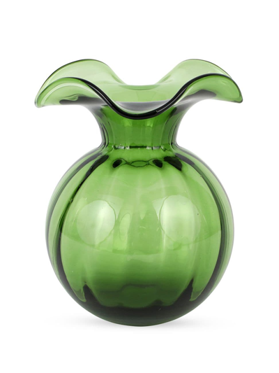 Vietri Hibiscus Glass Dark Green Medium Fluted Vase