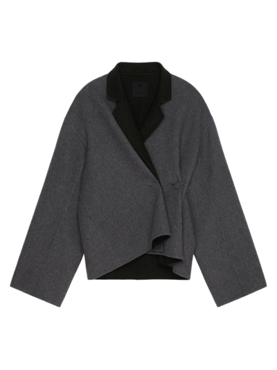 Givenchy Women's Blazer In Double Face Wool And Cashmere In Dark Grey/grey