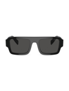 Prada Men's Symbole 0pr A05s 53mm Rectangular Sunglasses In Black Smoke