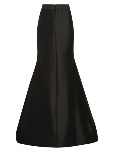 Rosie Assoulin Tuxedo Cotton-silk Trumpet Skirt In Black
