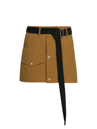 Plan C Women's Belted Cargo Miniskirt In Tan