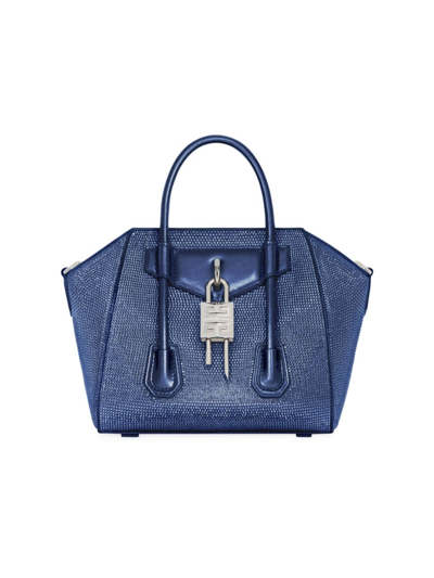 Givenchy Women's Mini Antigona Lock Top Handle Bag In Satin With Strass In Multicolor