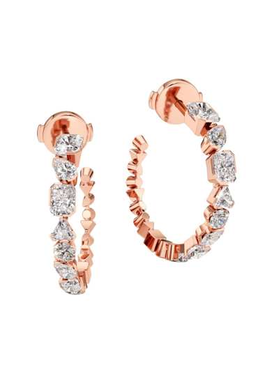 Unsaid Women's Meta 18k Rose Gold & 2.43 Tcw Lab-grown Diamond Mini Hoop Earrings
