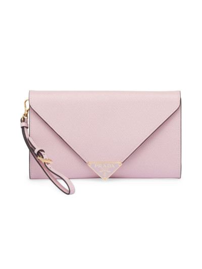Prada Women's Saffiano Leather Envelope Clutch In Pink