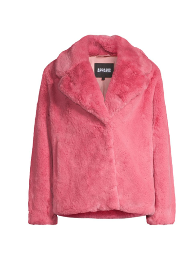 Apparis Milly Faux Fur Coat In Pink