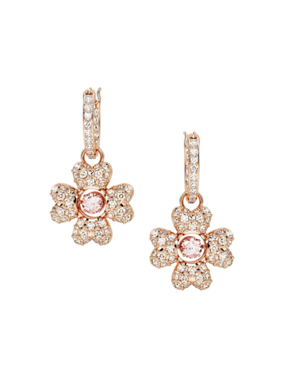 Swarovski Women's Idyllia Rose Goldtone & Crystal Clover Drop Earrings In White