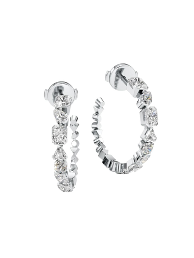 Unsaid Women's Meta 18k White Gold & 2.43 Tcw Lab-grown Diamond Mini Hoop Earrings