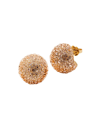 Kate Spade Women's Fit For A Queen Dome Goldtone & Cubic Zirconia Huggie Studs In Champagne