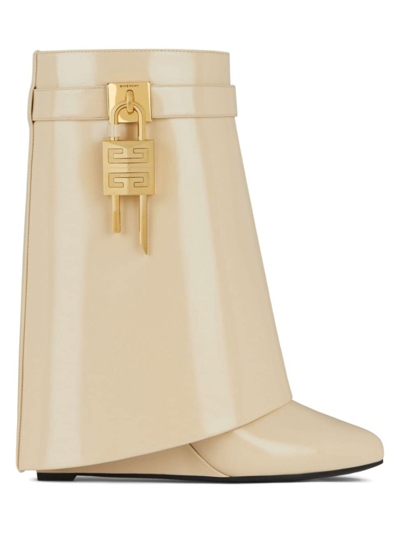 Givenchy Shark Lock Leather Ankle Boots In Blond